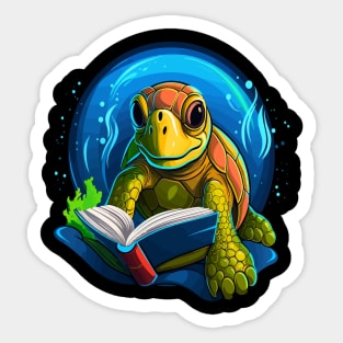 Sea Turtle Reads Book Sticker